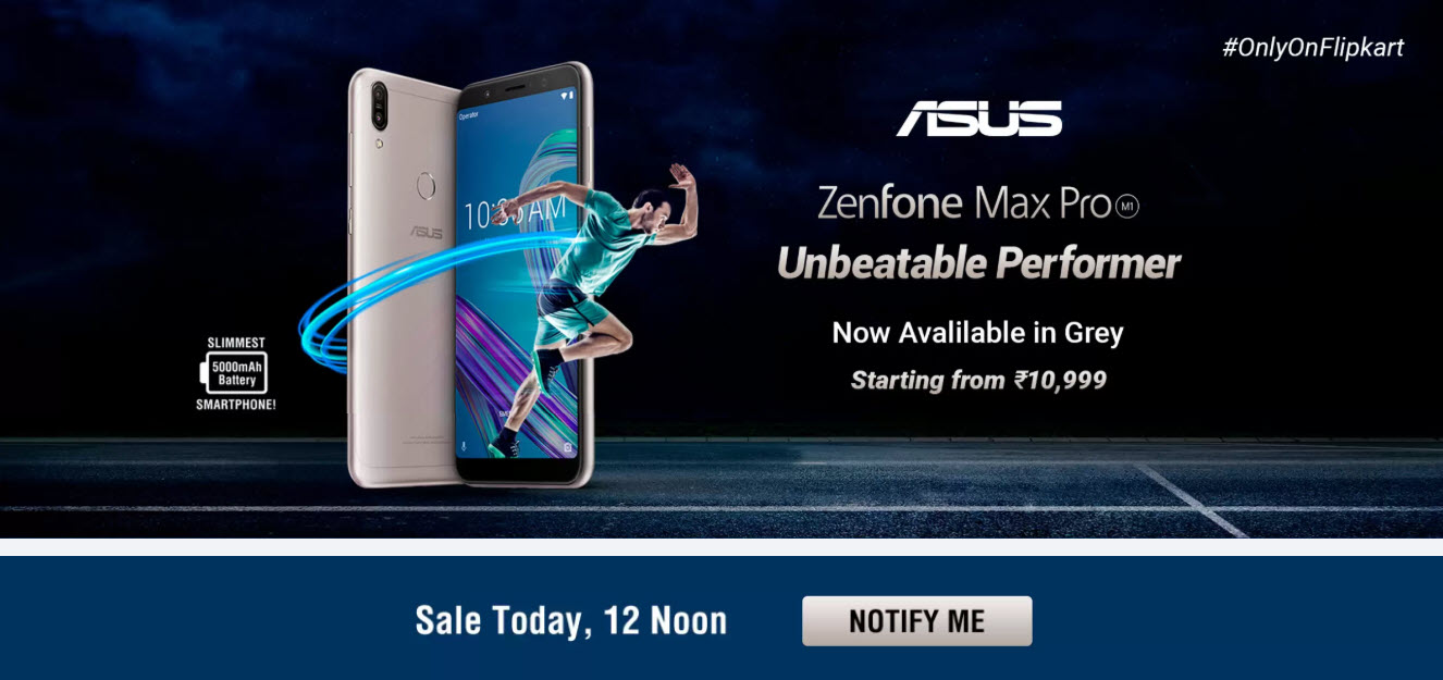 Asus Zenfone Max Pro M1 Grey Color Sale on Flipkart Today at 12 PM