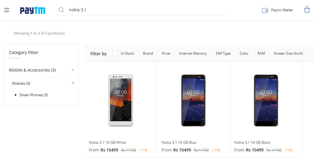 Nokia 3.1 now available on Paytm mall with exclusive offers