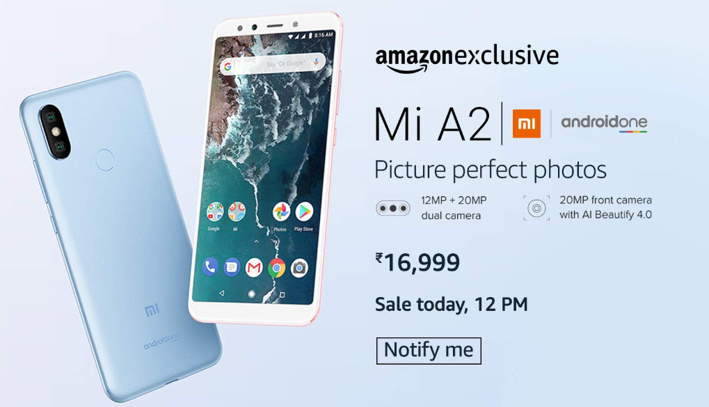 Xiaomi Mi A2 sale on Amazon today at 12 PM